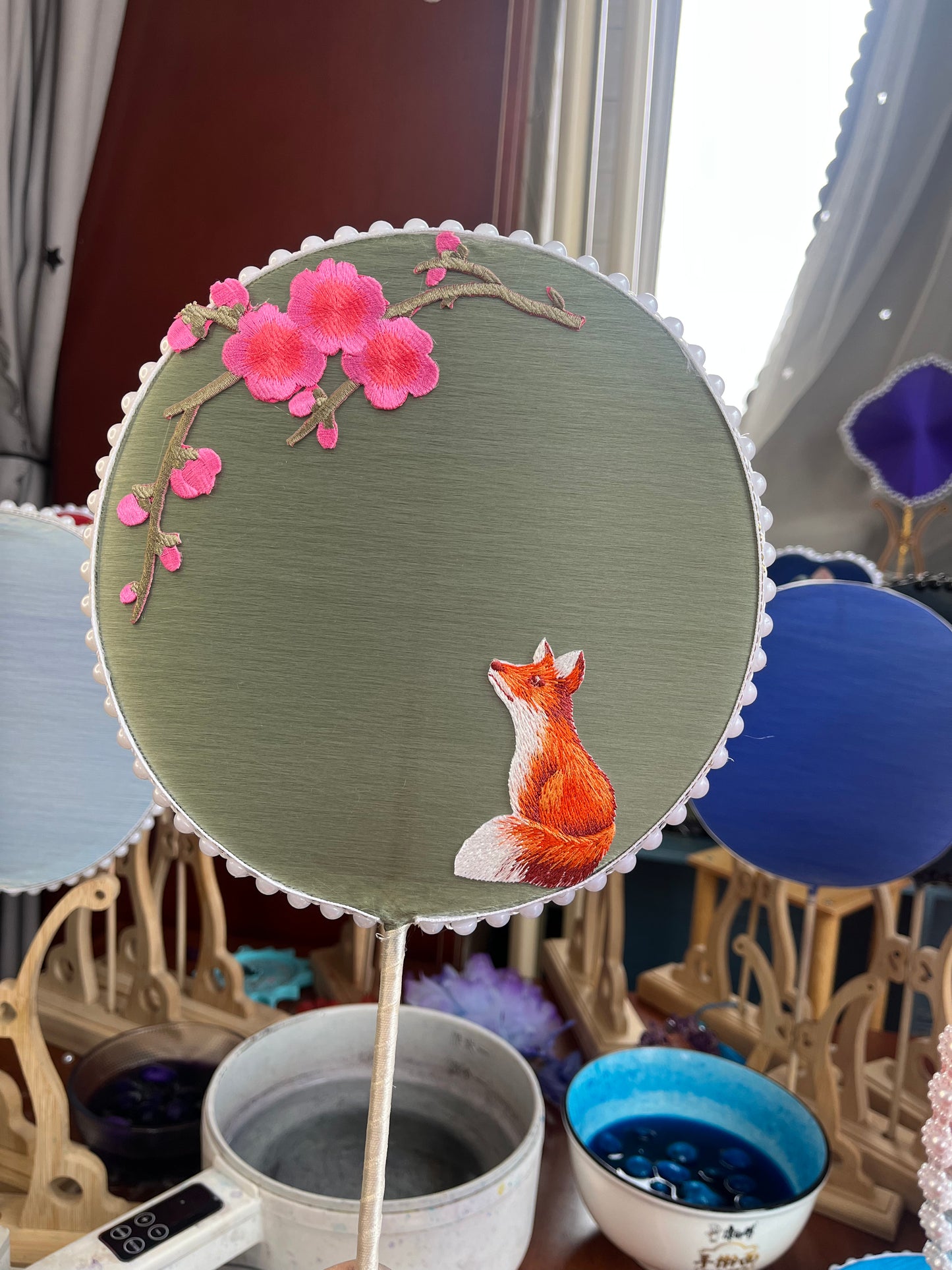 Chinese Silk Fan (come with stand)