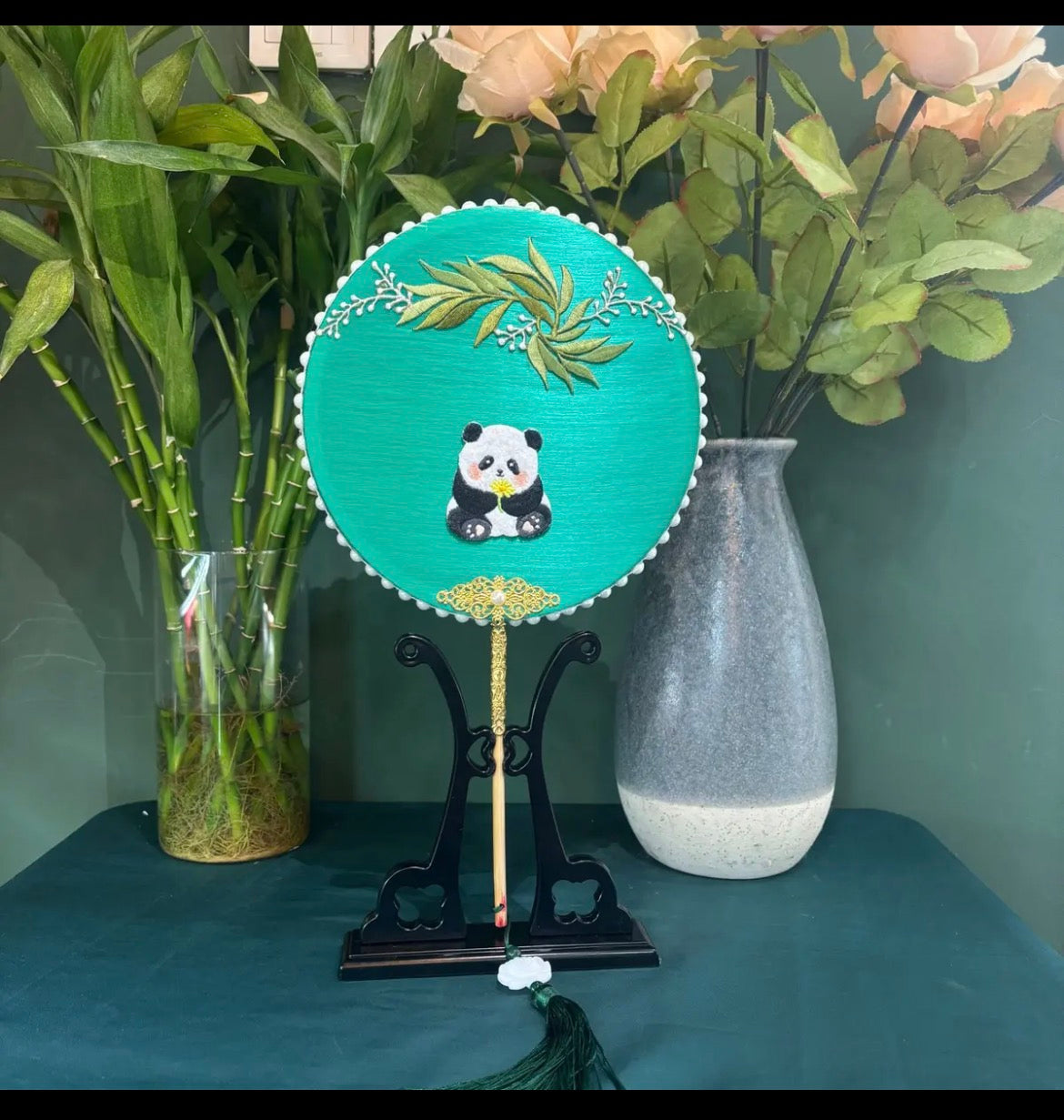 Chinese Silk Fan (come with stand)