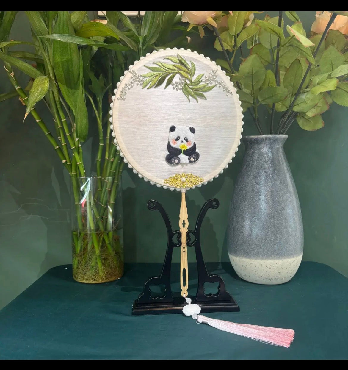 Chinese Silk Fan (come with stand)